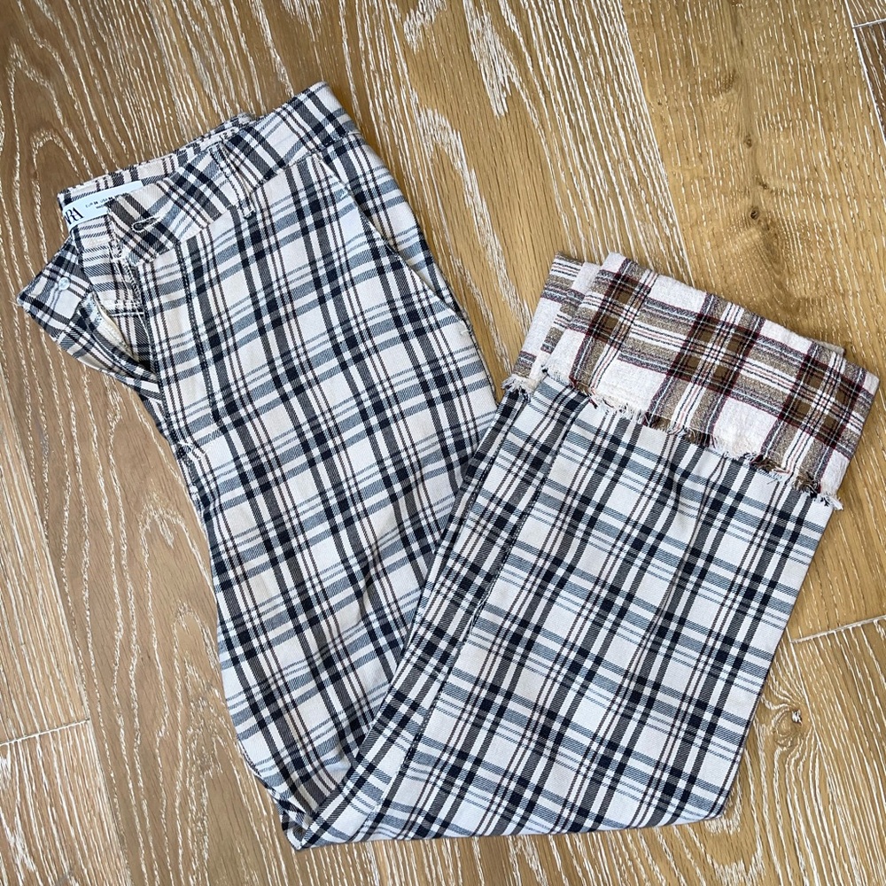 Zara Plaid Cropped Pants